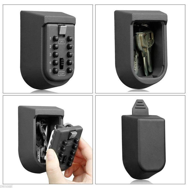 CCYX 10 Digit Key Lock Box, Outdoor Wall Hanging Key Safe-Household Key Storage Lock Box (Black) - Image 5